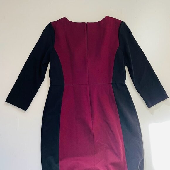Talbots Dress Sheath Bodycon Colorblack Maroon Black 3/4 Sleeve Wedding Classic - Picture 3 of 8